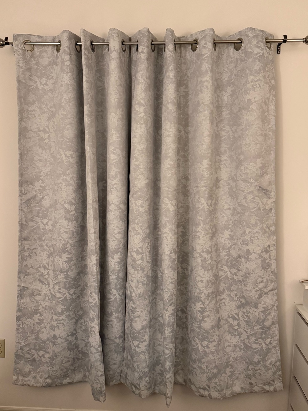 2 Panels 73’ Long Light Gray Floral Grommet Curtain Panel